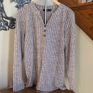 Sunbs V-Neck Ribbed Sweater in Beige - New!